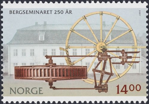 Noruega, 2007. 250 Aniversario de la Academia de Minería de Kongsberg. Calcografía y offset
