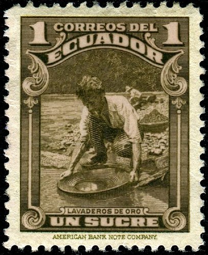 Ecuador, 1937. Lavaderos de oro. Calcografía