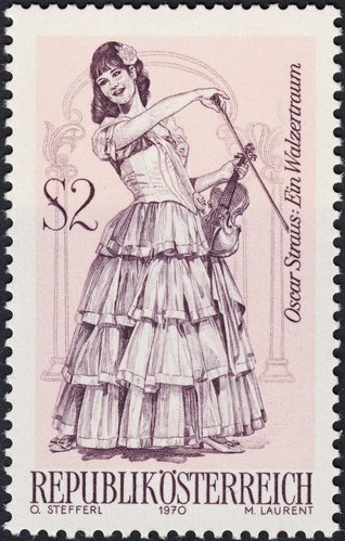 Austria, 1970, Operetas. “Sueño de vals”, de Oscar Strauss. Grabado de Maria Magdalena Laurent