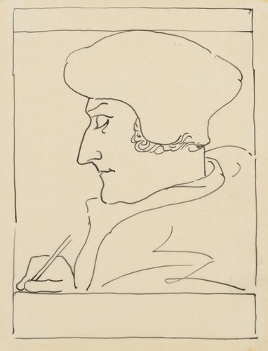 Apunte preliminar de Willem Adriaan van Konijnenburg, para el diseño del sello de Erasmus