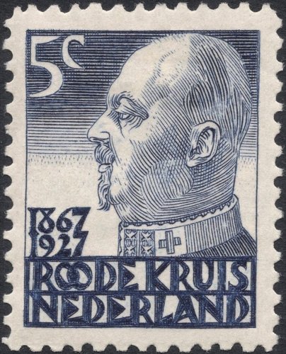 Sello calcográfico emitido en 1927 del príncipe Hendrik. Diseño y grabado de Engelina Reitsma-Valença