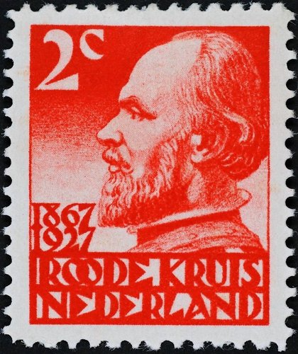 Sello emitido del rey Willem III, 1927. Impresión en huecograbado