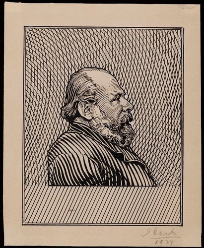 Propuesta descartada de Johannes Josephus Aarts para el sello de Guillermo III. Lápiz y tinta, 22 x 18 cm