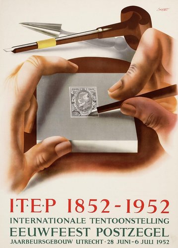 Centenario del primer sello neerlandés, 1852-1952. Exposición Internacional, Utrecht, 28 de junio de 1952