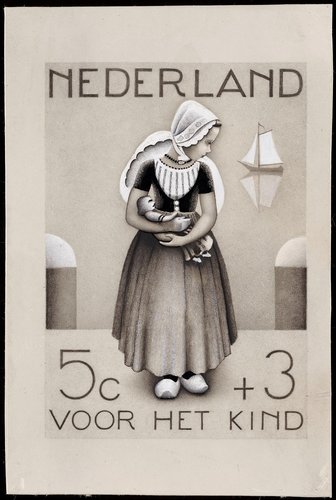 Diseño de Strube para una serie pro infancia no emitida, 1944. Lápiz y acuarela, 16 x 11 cm