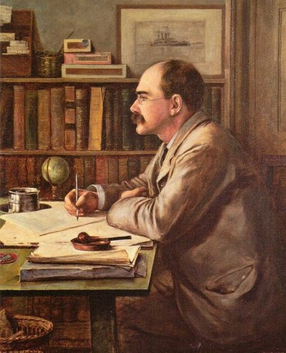 El gran escritor Rudyard Kipling (1899). Retrato de Philip Burne-Jones  (1861–1926), óleo sobre lienzo, 74 x 62 cm