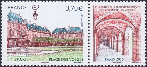 La Plaza de los Vosgos, París. Francia, 2016. Diseño y grabado de Pierre Albuissson
