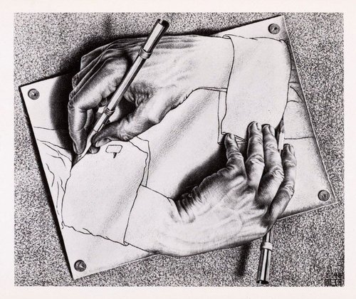 &quot;Manos dibujando&quot;, de M. C. Escher, 1948. Litografía, 28,5 x 34 cm