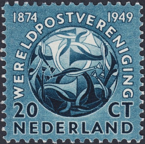 Países Bajos, 1949, 20 ct., huecograbado. 75 Aniversario de la UPU