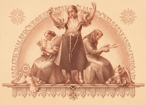 &quot;Las tres parcas&quot;, de Endre Horváth. Grabado en cobre, especialmente apreciado por el artista