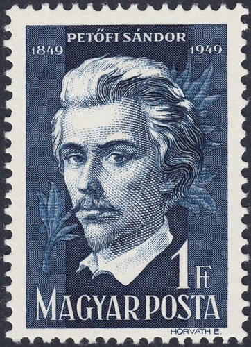 Hungría, 1949, Sándor Petőfi, uno de los valores de la emisión. Diseño y grabado de Horváth