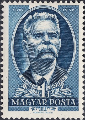 Hungría, 1951, Maxim Gorki, uno de los tres valores de la emisión. Diseño y grabado de E. Horváth