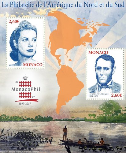 MonacoPhil 20 aniversario, 2017. Sellos diseñados y grabados por Albuisson e Yves Beaujard. Imagen promocional