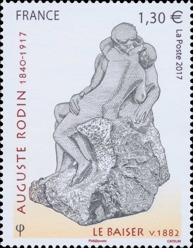 Francia, 2017, Auguste Rodin, El beso (1882). Diseño y grabado de Elsa Catelin