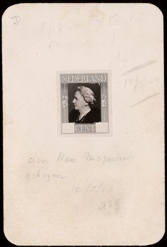 Diseño definitivo de Bradbury Wilkinson &amp; Co. Ltd para el sello de la reina Wilhelmina
