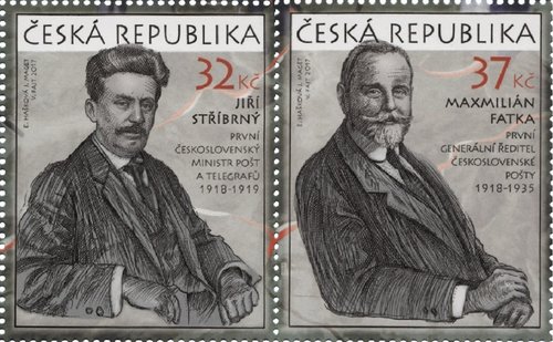 Sellos de Jiří Stříbrný y Maxmilián Fatka, grabados ambos por Václav Fajt