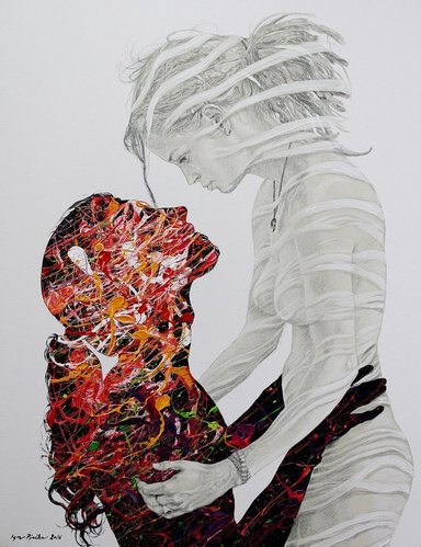 “Musa”, de Igor Piačka, 2016. Pintura acrílica y dibujo sobre lienzo, 80 x 60 cm