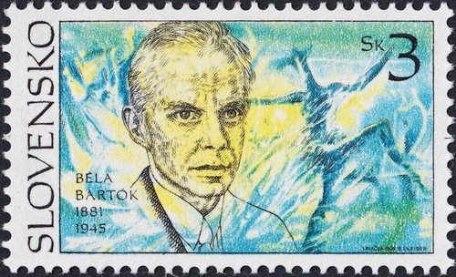 Eslovaquia, 1995. El compositor Béla Bartók. Sello grabado por Bohumil Šneider. Calcografía y huecograbado