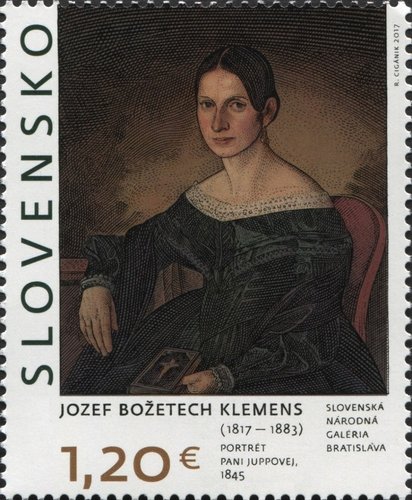 Eslovaquia, 2017. &quot;Retrato de la señora Juppovej&quot;, de Jozef Božetech Klemens. Diseño y grabado de Rudolf Cigánik. Calcografía y offset