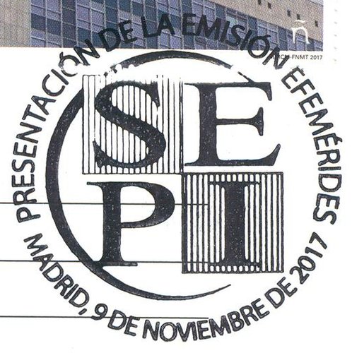 2017-11-09. Efemérides. 75 Aniversario INI-SEPI. Presentación. 2017-12-19. Tarjeta. Matasellos. Real.jpeg