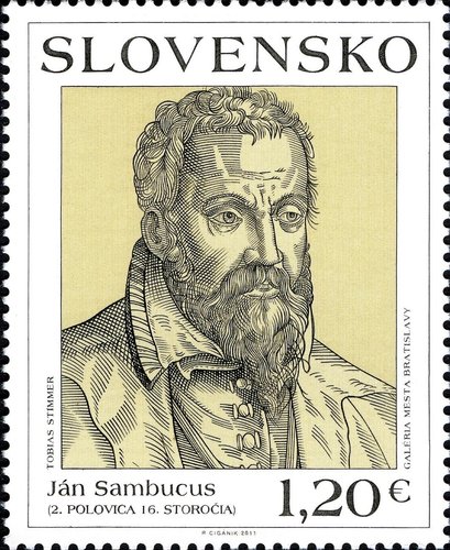 Eslovaquia, 2011. Ján Sambucus (1531-1584), poeta y humanista húngaro de etnia eslovaca. Calcografía y offset
