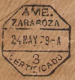 AMB. / ZARAGOZA / 24 MAY 79-A / 3 / CERTIFICADO