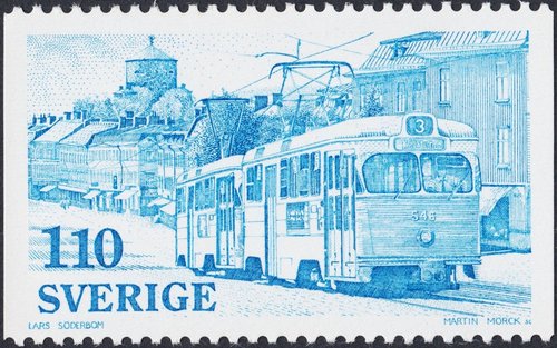 El otro sello grabado por Mörck de esta serie dedicada al transporte público (1977)
