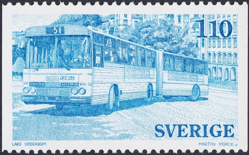 Suecia, emisión de octubre de 1977. Uno de los cinco sellos de la serie, grabado por Mörck