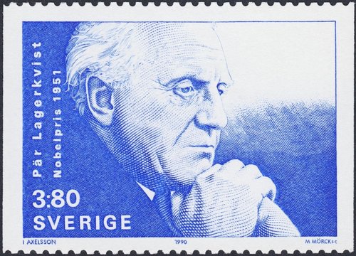 Suecia, 1990, Pär Lagerkvist. Sello diseñado por Ingalill Axelsson y grabado por Martin Mörck