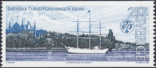 Suecia, 1985. Centenario de la fundación en Uppsala del Club Turístico Sueco. Diseño de Kurt Netzler y grabado de Martin Mörck