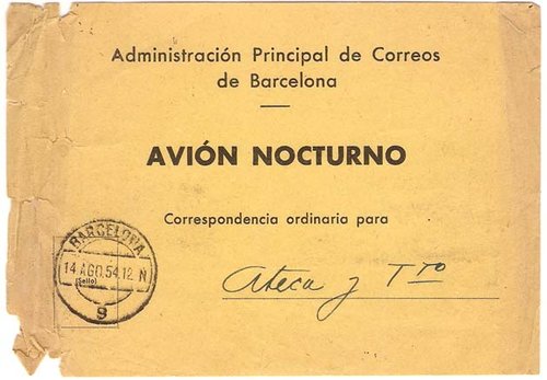 Etiqueta saca correo Avion Nocturno Barcelona para Ateca.jpg