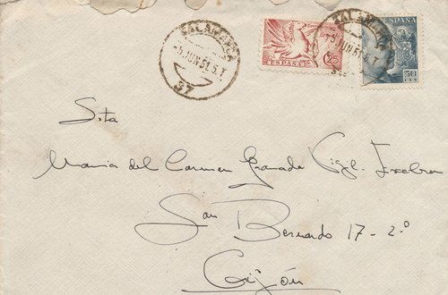 Ambulante. Fuentes de Oñoro-Medina del Campo. 1. Amb. 1951-06-05. Carta. Anverso. Baja.jpg