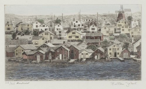 Vista de Mollösund. Aguafuerte numerado y firmado por Zlatko Jakuš