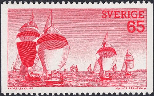 Suecia, 1974, Regata. Grabado de Majvor Franzén. Fotografía de Thore Leykauff