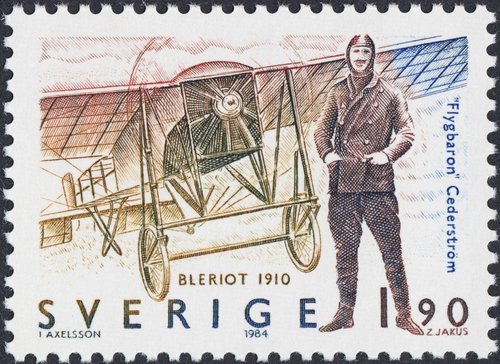 Carl Gustaf Alexander Cederström (1867-1918), &quot;el barón volador&quot;, junto a &quot;un Blériot&quot; de 1910