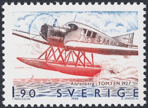 El capitán sueco Albin Ahrenberg (1889-1968) volando un &quot;Junkers Tomten&quot; en 1927