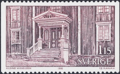 Granja Bånga, en Runemo, Alfta. Suecia, 1980, diseño y grabado de Czeslaw Slania
