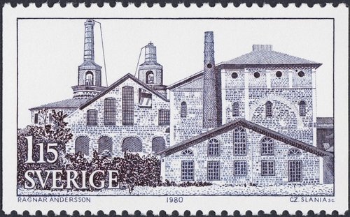 Vieja herrería industrial de Iggesund. Suecia, 1980, calcografía