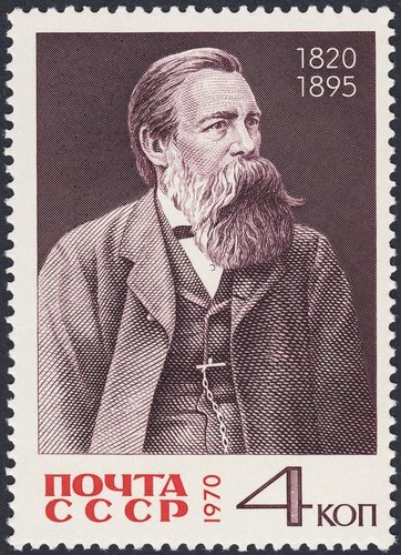 Unión Soviética, 1970. Uno de los mejores sellos grabados por Lydia Majorova, el retrato soberbio de Friedrich Engels. Diseño de V. Tirdatov