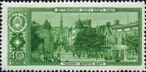 Tallin, Estonia, Puerta de Viru. Grabado de Semyon Aferov