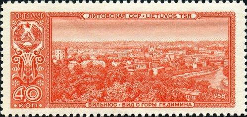 Vilna​ (en lituano Vilnius), Lituania. Grabado de Iván Sapronov