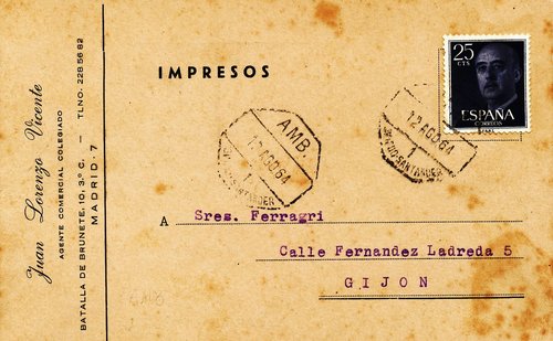 Ambulante. Oviedo-Santander. Amb. 1. 1964-08-12. Tarjeta postal. Baja.jpg