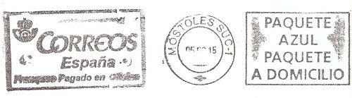 Franqueo Pagado Oficina - Tres cuerpos - MOSTOLES SUC-1 050-15 Paquete azul.jpg