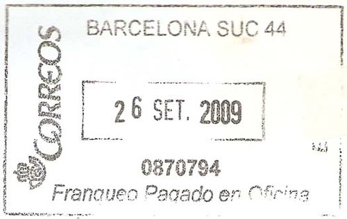 Franqueo Pagado Oficina - Recuadro - BARCELONA SUC 44 26 SEP. 2009 0870794.jpg