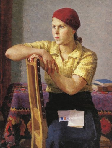 “La carta” (1939), de Georgi Georgievich Ryazhsky. Óleo sobre lienzo, 100 x 79 centímetros