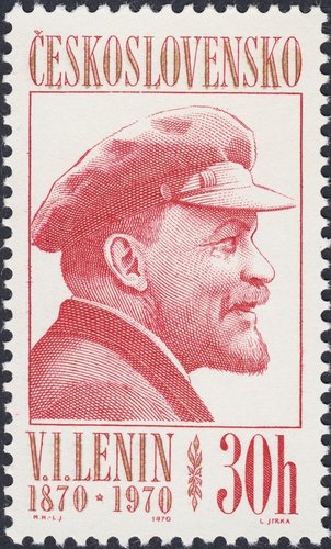 Centenario del nacimiento de Lenin, 1970, uno de los dos sellos de la serie. Diseño de Milan Hegar y grabado de Ladislav Jirka