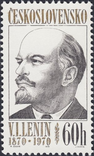 Centenario del nacimiento de Lenin, 1970. El otro sello de la emisión diseñada por Milan Hegar. Grabado de Josef Herčík