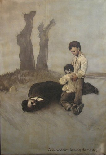 &quot;La última lección del maestro&quot;, pintura al óleo realizada por Castelao en 1945, 200 x 130 cm