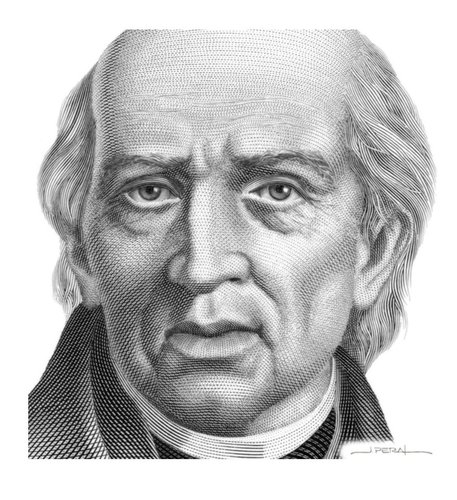 Retrato a buril de Miguel Hidalgo, grabado por Jorge Peral para el billete mexicano de 1000 pesos