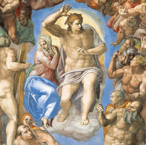 Parte central del &quot;Juicio Final&quot;, en la Capilla Sixtina
